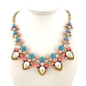 J. Crew Statement Necklace Multi-color in Blue, Lavender, Pink and Clear Stones